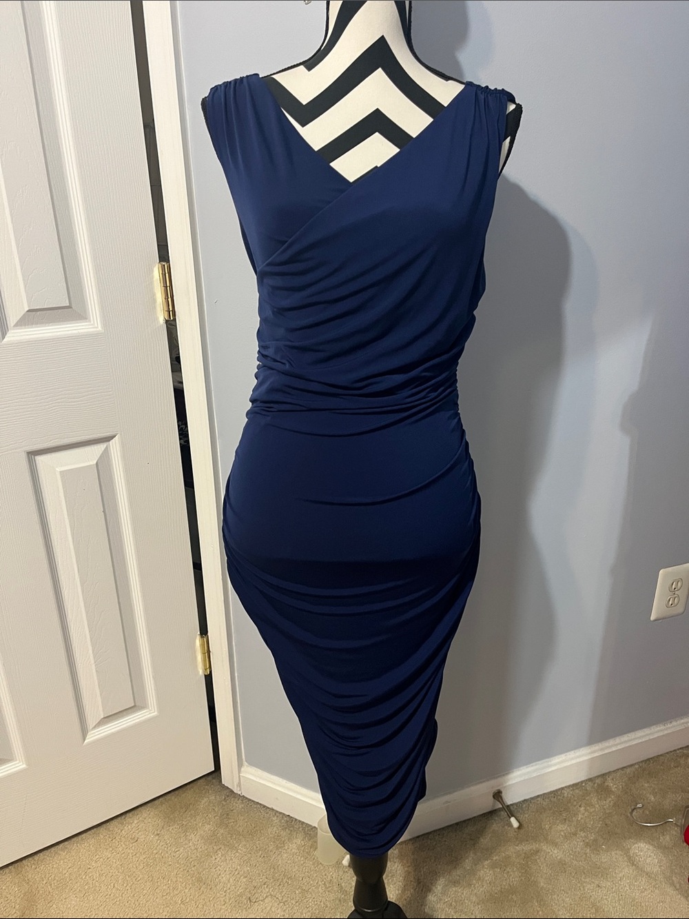 Express Draped Navy Blue Women’s Sleeveless Dress Medium